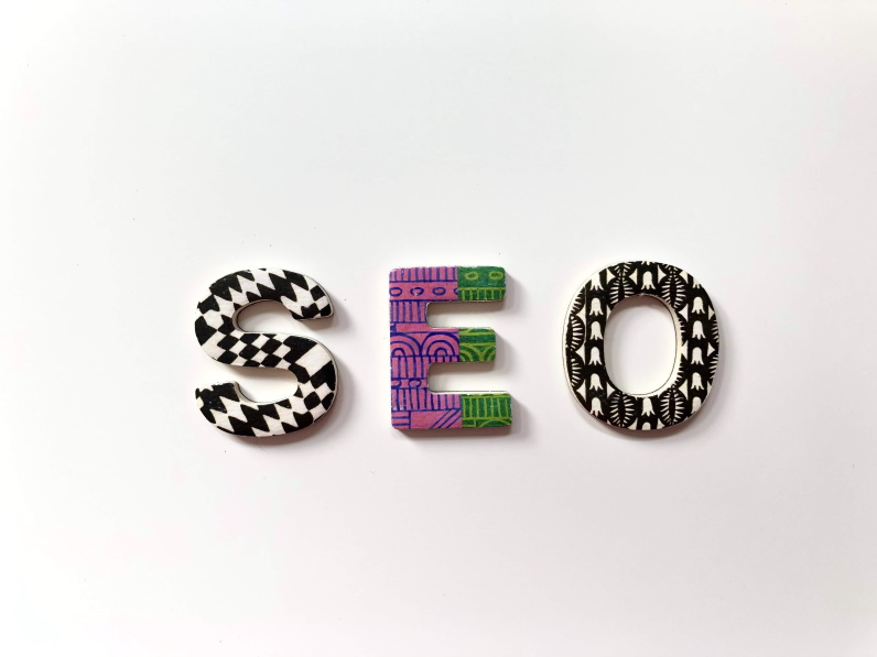 design letters spelling out SEO